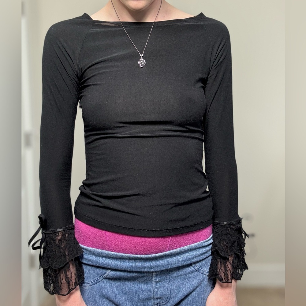 Thalia Sodi Lace Cuff Long Sleeve Top